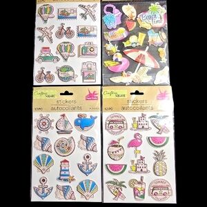 4 Pk 3D Pop-Up Stickers - Summer Travel - Beach